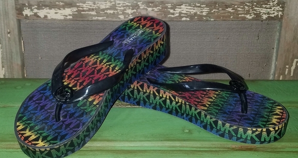 michael kors rainbow flip flops